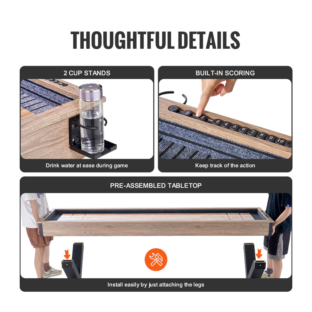 VEVOR 274.3 cm Shuffleboard Table 2 in 1 Shuffleboard and Bowling Combo Game Set