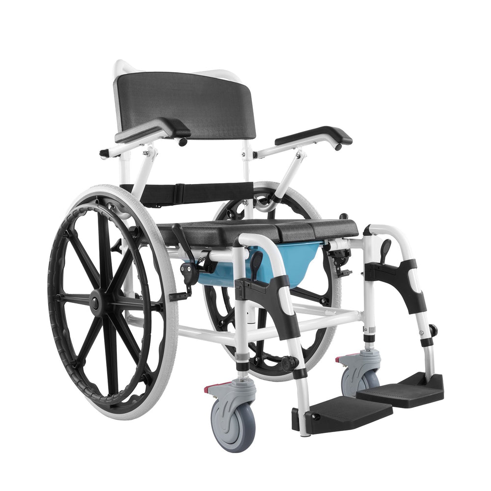 VEVOR Shower Wheelchair 17.5in/44.5 cm Al Alloy Commode Bathroom Wheelchair for Disabled