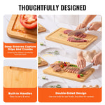 VEVOR Cutting Board, 3 Pieces, Premium Versatile Bamboo Cutting Board with Food-Grade Oil and Juice Groove,Sturdy & Durable Chopping Board with Built-in Handle, Fit for Display, Chopping & Serving