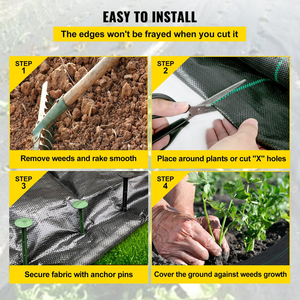 VEVOR 182.9 x 9144 cm Heavy Duty PP Woven Weed Barrier Landscape Ground Cover 68 g