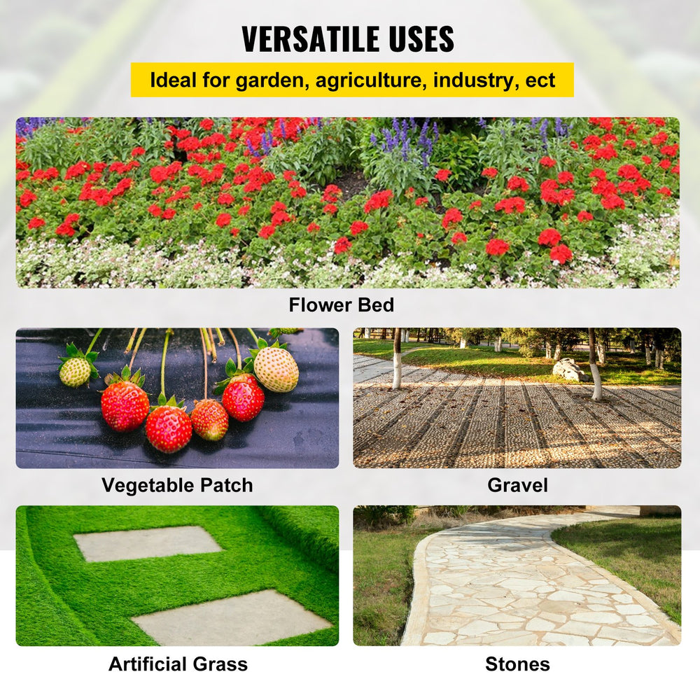 VEVOR 182.9 x 9144 cm Heavy Duty PP Woven Weed Barrier Landscape Ground Cover 68 g