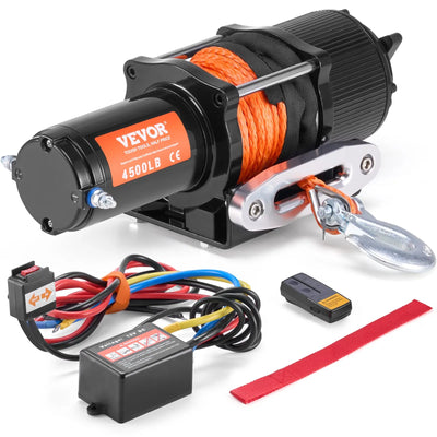 VEVOR elektriskā vinča ATV/UTV 2041,2 kg, sintētiskā trose, ūdensizturīga, tālvadība