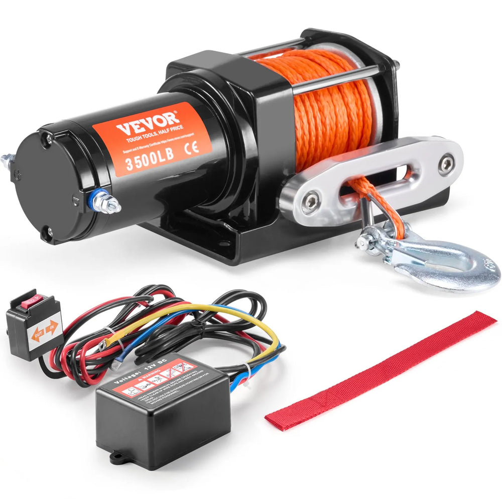 VEVOR Electric Winch ATV/UTV 3500 lbs Synthetic Rope Waterproof Wired Control