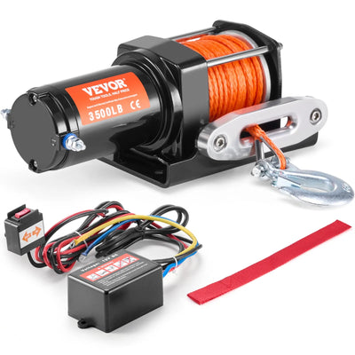 VEVOR Electric Winch ATV/UTV 3500 lbs Synthetic Rope Waterproof Wired Control