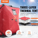 VEVOR pārnēsājama ledus makšķerēšanas telts, 3–4 personām, siltināta pop-up tipa, 35 ft² (≈3,25 m²) makšķerējamā platība, 180 × 180 cm, sarkana