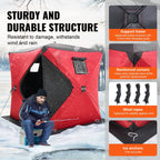 VEVOR portable ice fishing tent, 3-4 people, insulated pop-up type, 35 ft² (≈3.25 m²) fishing area, 180 × 180 cm, red