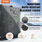 VEVOR portable ice fishing tent, 3-4 people, pop-up type, 43 ft² (≈4.0 m²) fishing area, 229 × 229 cm, black