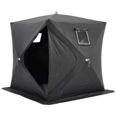 VEVOR pārnēsājama ledus makšķerēšanas telts, 3–4 personām, pop-up tipa, 43 ft² (≈4,0 m²) makšķerējamā vieta, 229 × 229 cm, melna