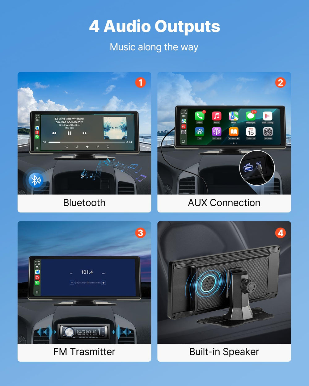 Auto ekrāns ar Apple CarPlay un Android Auto (25,4 cm)