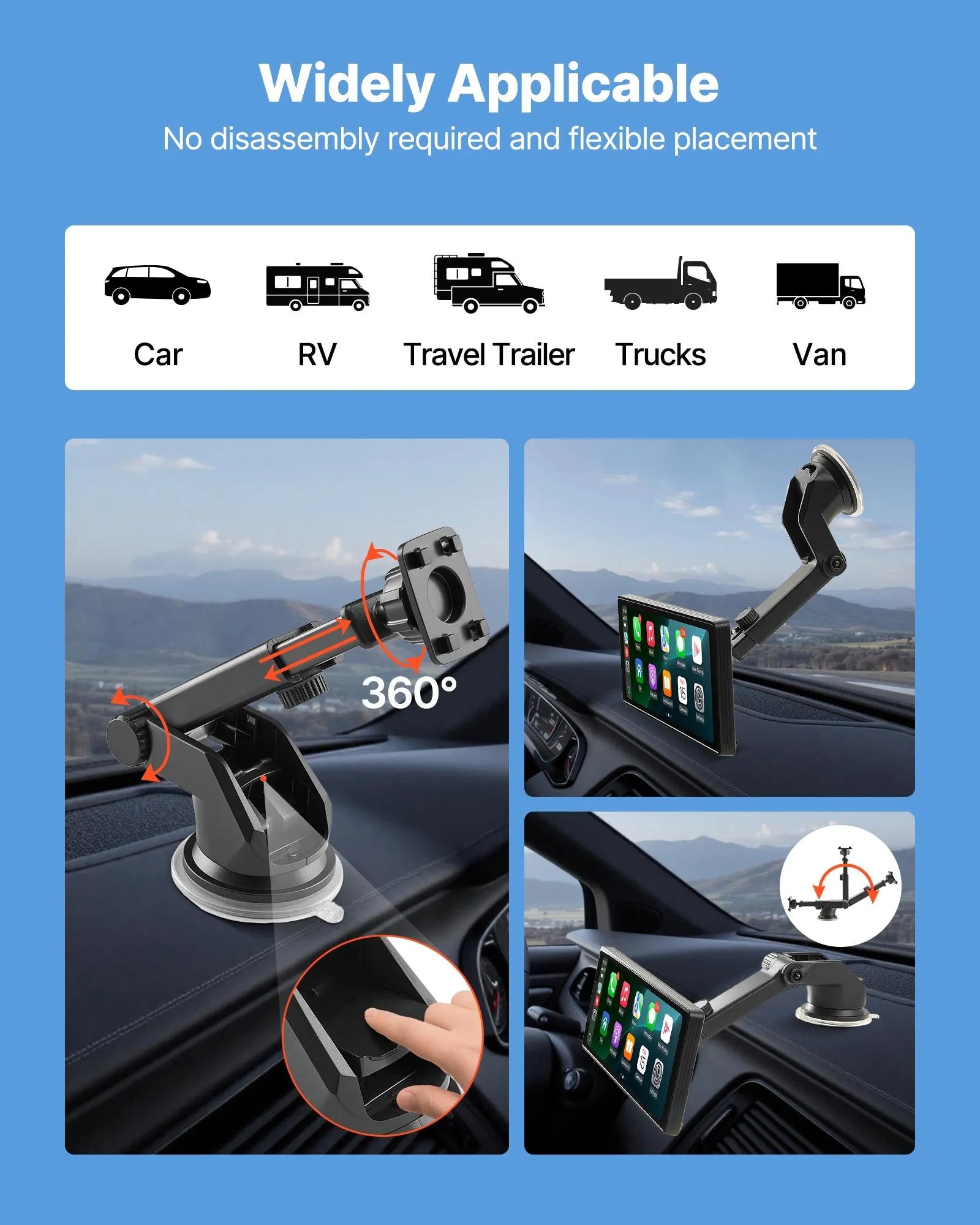 VEVOR Bezvadu auto stereo sistēma, 254 mm HD portatīvais radio ar skārienekrānu