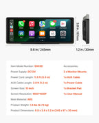 VEVOR Bezvadu auto stereo sistēma, 254 mm HD portatīvais radio ar skārienekrānu