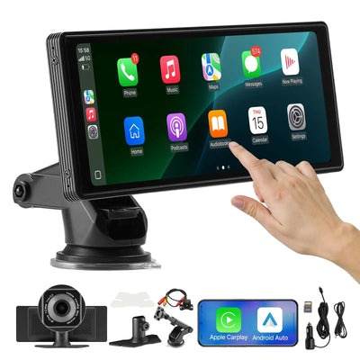 Auto ekrāns ar Apple CarPlay un Android Auto (25,4 cm) + priekšējās un aizmugurējās kameras atbalsts