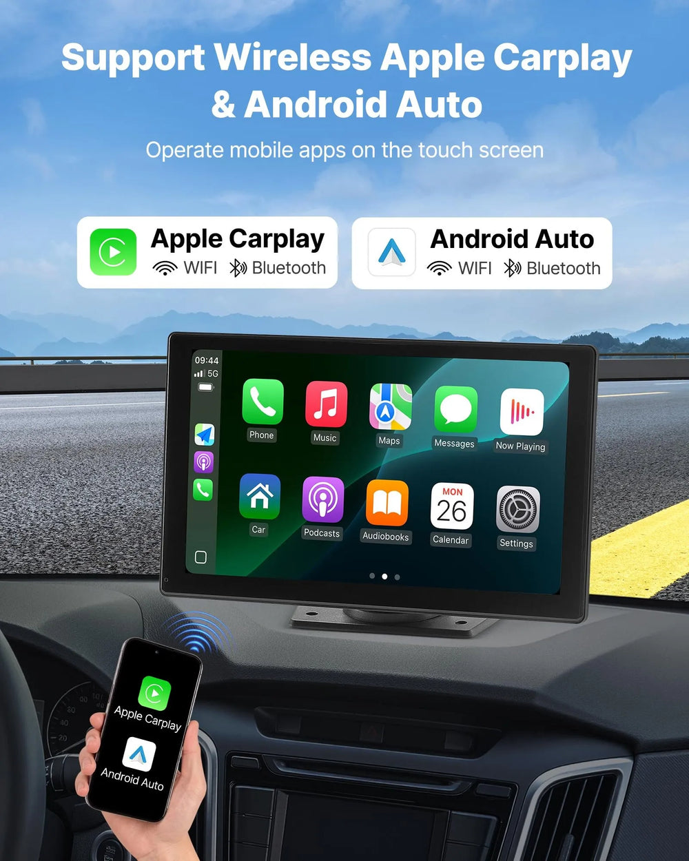 Auto ekrāns ar Apple CarPlay & Android Auto (22,8cm) + aizmugurējās kameras atbalsts