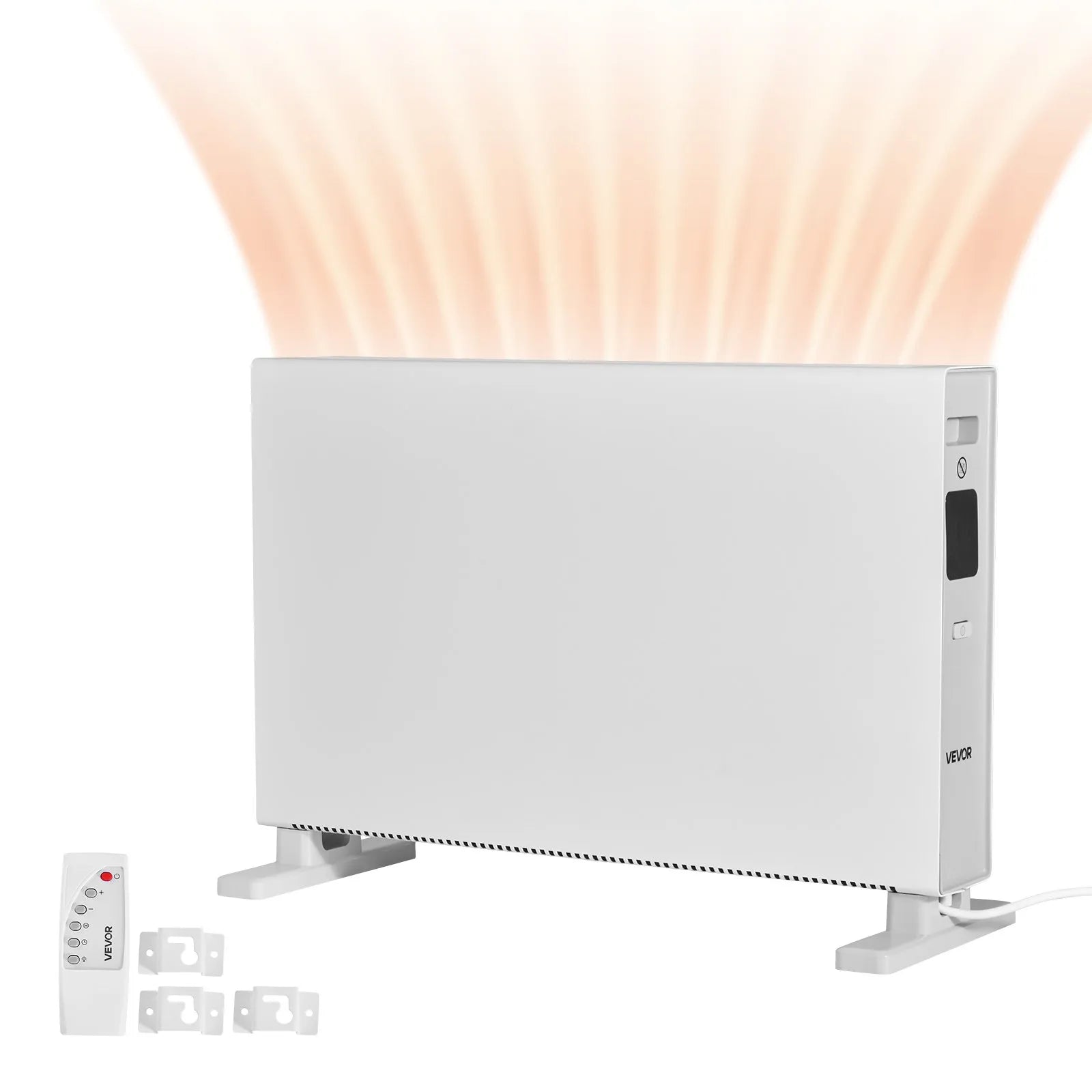 VEVOR 2000 W elektriskais telpu sildītājs ar tālvadības pulti un skārienvadību, 3 režīmi, 24 h taimeris, uzstādāms uz grīdas vai sienas