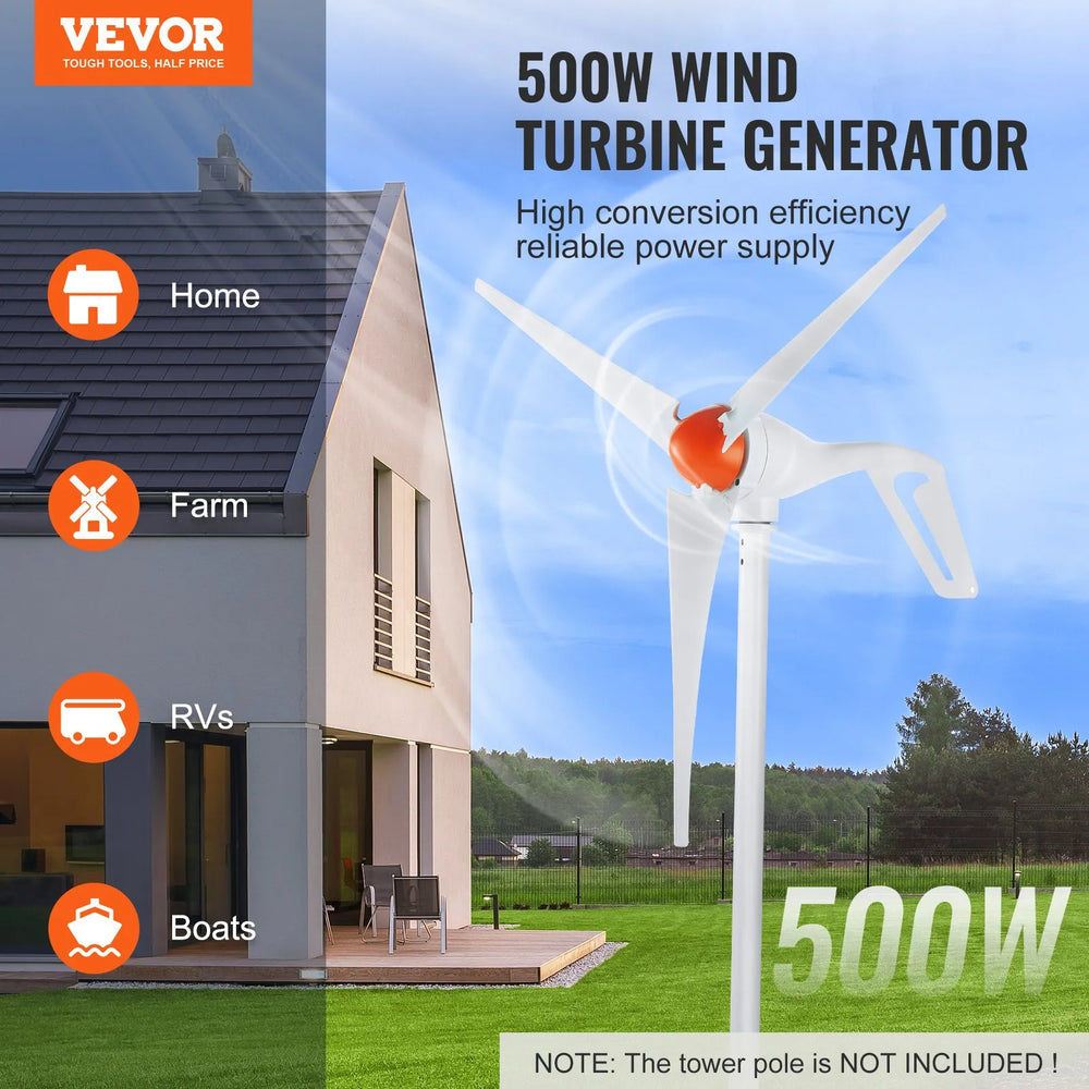VEVOR 500W vēja ģenerātors – efektīvi un uzticams risinājums zaļajai enerģijai