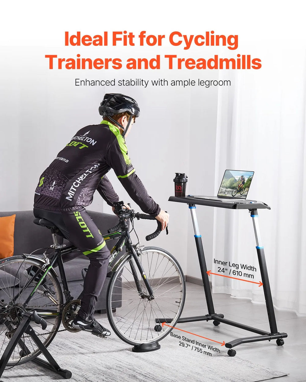 VEVOR Cycling Desk – Mobile Foldable Multi-Functional Bike Trainer and Treadmill Desk with Lockable Wheels