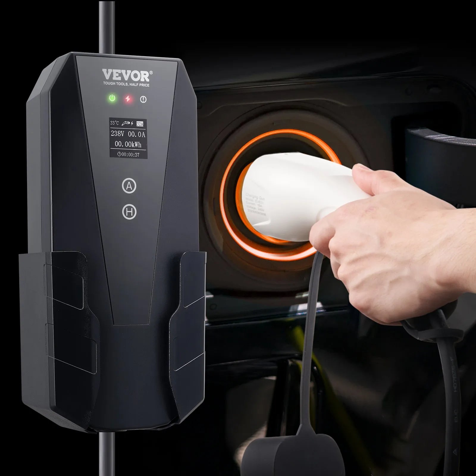 VEVOR Pārnēsājamais EV Lādētājs Type 2, 16A 3.7 kW