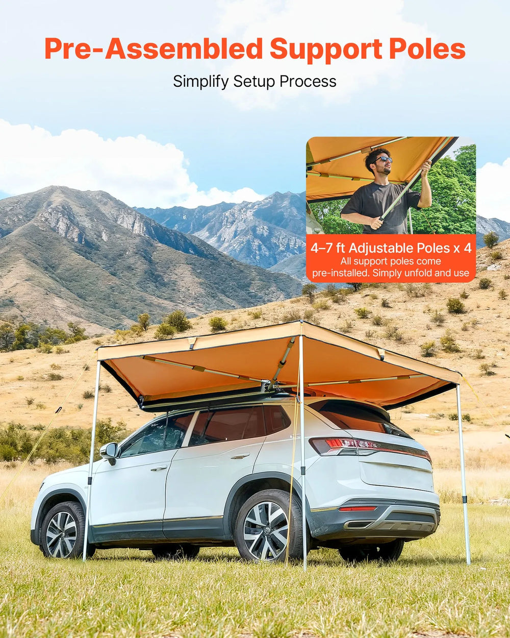 VEVOR 270° Car Awning – 4.9 m², Driver Side, UV50+ and Waterproof