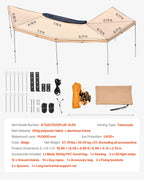 VEVOR 270° Markīze ar Iebūvētu LED Apgaismojumu – 12,4 m²