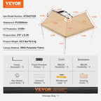 VEVOR 270° Transportlīdzekļa Markīze – 2,5 m augstums, PU3000 mm, UV50+