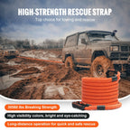 VEVOR Kinetic Tow/Release Rope 7/8″ (2.2 cm) × 30′ (9.1 m), 13,876.4 kg, Heavy Duty Off-Road Snatch Strap with 2 Soft Shackles (18,927.5 kg), 30% Elasticity for Jeep, Car, Truck, ATV, UTV, SUV, Tractor
