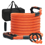 VEVOR kinētiskā vilkšanas/atbrīvošanas trose 7/8″ (2,2 cm) × 30′ (9,1 m), 13 876,4 kg, lieljaudas bezceļu “snatch” siksna ar 2 mīkstajām šaklēm (18 927,5 kg), kravas automašīnām (18 927,5 kg), 30 % U, elastība, traktori, ATV, auto, traktori TV, ATV