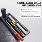 VEVOR Utility Service Cart, 2 Shelf 249.5 kg Heavy Duty Plastic Rolling Utility Cart with 360° Swivel Wheels (2 with Brakes), Large Lipped Shelf, Ergonomic Storage Handle for Warehouse/Garage/Cleaning