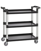 VEVOR Utility Cart, 500 lbs Load Capacity, 3-tier Utility Plastic Cart with 360° Swivel Wheels (2 with Brakes), 31.1 x 19.3-inch Food Service Cart for Warehouse, Office, Home, Restaurant, Kitchen