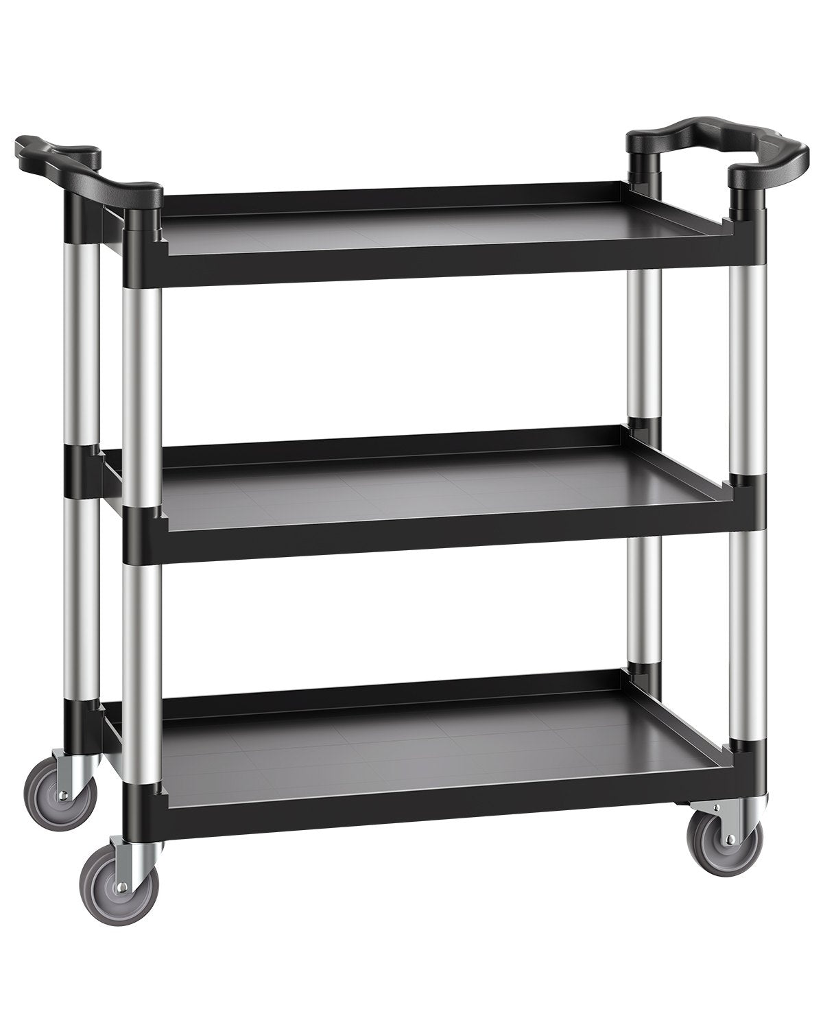 VEVOR Utility Cart, 500 lbs Load Capacity, 3-tier Utility Plastic Cart with 360° Swivel Wheels (2 with Brakes), 31.1 x 19.3-inch Food Service Cart for Warehouse, Office, Home, Restaurant, Kitchen