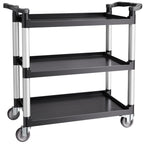 VEVOR Utility Cart, 500 lbs Load Capacity, 3-tier Utility Plastic Cart with 360° Swivel Wheels (2 with Brakes), 31.1 x 19.3-inch Food Service Cart for Warehouse, Office, Home, Restaurant, Kitchen