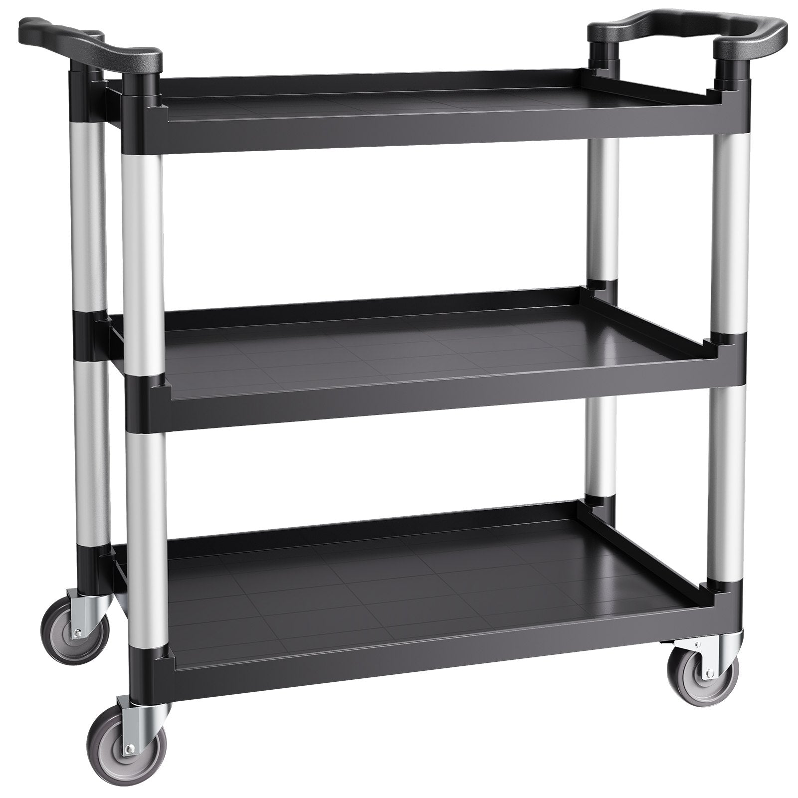 VEVOR Utility Cart, 500 lbs Load Capacity, 3-tier Utility Plastic Cart with 360° Swivel Wheels (2 with Brakes), 31.1 x 19.3-inch Food Service Cart for Warehouse, Office, Home, Restaurant, Kitchen
