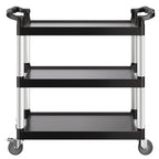 VEVOR Utility Cart, 500 lbs Load Capacity, 3-tier Utility Plastic Cart with 360° Swivel Wheels (2 with Brakes), 31.1 x 19.3-inch Food Service Cart for Warehouse, Office, Home, Restaurant, Kitchen