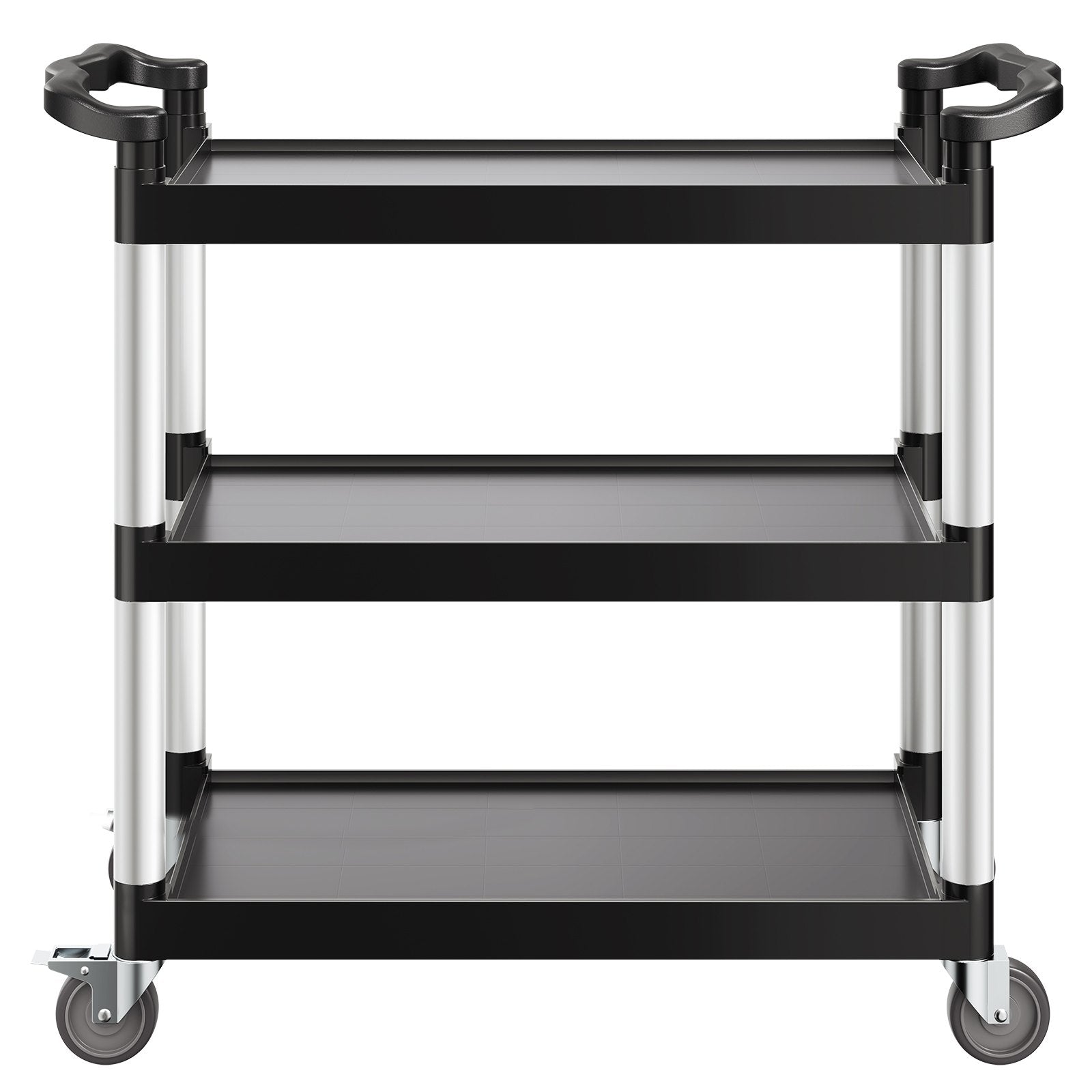 VEVOR Utility Cart, 500 lbs Load Capacity, 3-tier Utility Plastic Cart with 360° Swivel Wheels (2 with Brakes), 31.1 x 19.3-inch Food Service Cart for Warehouse, Office, Home, Restaurant, Kitchen