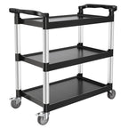 VEVOR Utility Cart, 500 lbs Load Capacity, 3-tier Utility Plastic Cart with 360° Swivel Wheels (2 with Brakes), 31.1 x 19.3-inch Food Service Cart for Warehouse, Office, Home, Restaurant, Kitchen