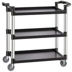 VEVOR Utility Cart, 500 lbs Load Capacity, 3-tier Utility Plastic Cart with 360° Swivel Wheels (2 with Brakes), 31.1 x 19.3-inch Food Service Cart for Warehouse, Office, Home, Restaurant, Kitchen