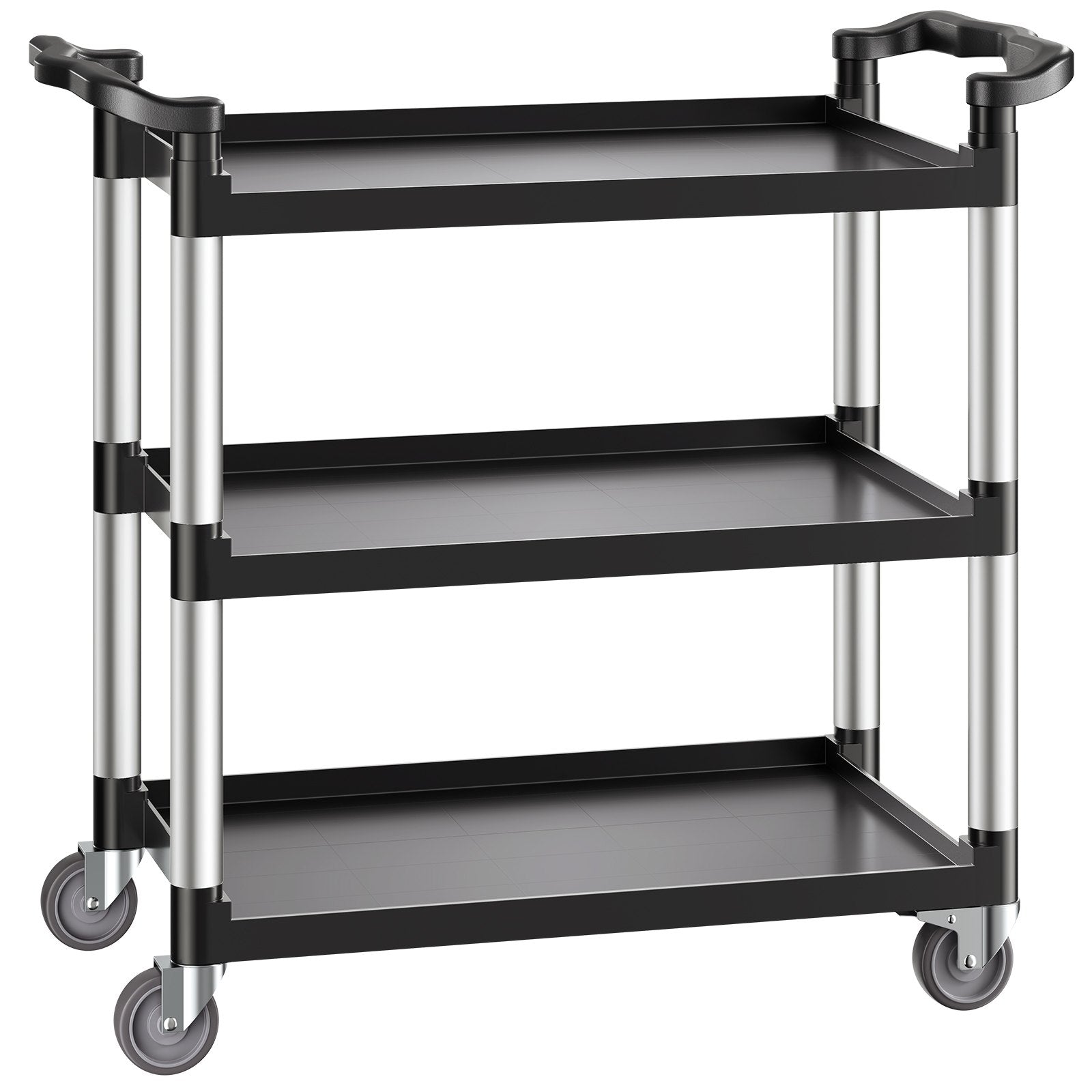 VEVOR Utility Cart, 500 lbs Load Capacity, 3-tier Utility Plastic Cart with 360° Swivel Wheels (2 with Brakes), 31.1 x 19.3-inch Food Service Cart for Warehouse, Office, Home, Restaurant, Kitchen