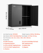 VEVOR Metal Wall Cabinet, 76.2W x 31D x 76.2H cm, Steel Floating Hanging Storage Cabinet with Locking Doors and Adjustable Shelf for Garage, Basement, Kitchen, Warehouse Assembly Required, Black