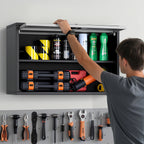 VEVOR Metal Wall Cabinet, 77W x 30.5D x 50H cm, Floating Garage Tool Cabinet with Up-Flip Door and Shelf, 108.9 kg Load Capacity, Fit for Garage, Basement, Kitchen, Warehouse Assembly Required