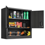 VEVOR Metal Wall Cabinet, 76.2W x 30.5D x 76.2H Inch, Steel Floating Hanging Storage Cabinet with Locking Doors and Adjustable Shelf for Garage, Basement, Kitchen, Warehouse Assembly Required, Black