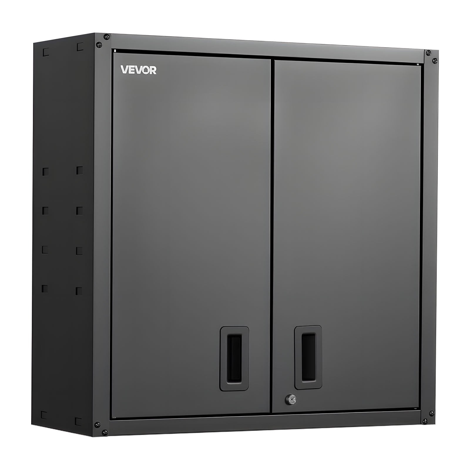 VEVOR Metal Wall Cabinet, 76.2W x 31D x 76.2H cm, Steel Floating Hanging Storage Cabinet with Locking Doors and Adjustable Shelf for Garage, Basement, Kitchen, Warehouse Assembly Required, Black