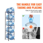 VEVOR 5 Tiers Water Jug Holder Single Row Water Bottle Rack for 5 Bottles, Heavy Duty Water Dispenser Rack with 5 Slots for Gallon Jugs, Detachable Water Storage Shelf Organizer for Home Living Room Office, Black