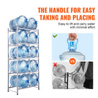 VEVOR 5 Tiers Water Jug Holder, 5 Gallon Water Bottle Holder, Double Row Water Bottle Rack for 10 Bottles, Heavy Duty Water Jug Rack for Kitchen, Office, Living Room, Silver Gray