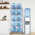 VEVOR 5 Tiers Water Jug Holder, 5 Gallon Water Bottle Holder, Double Row Water Bottle Rack for 10 Bottles, Heavy Duty Water Jug Rack for Kitchen, Office, Living Room, Silver Gray