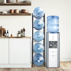 VEVOR 5 Tiers Water Jug Holder Single Row Water Bottle Rack for 5 Bottles, Heavy Duty Water Dispenser Rack with 5 Slots for Gallon Jugs, Detachable Water Storage Shelf Organizer for Home Living Room Office, Black