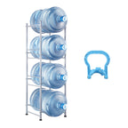 VEVOR 4 Tiers Water Jug Holder, 5 Gallon Water Bottle Holder, Single Row Water Bottle Rack for 4 Bottles, Heavy Duty Water Jug Rack for Kitchen, Office, Living Room, Silver