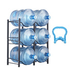 VEVOR 3 Tiers Water Jug Holder, 5 Gallon Water Bottle Holder, Double Row Water Bottle Rack for 6 Bottles, Heavy Duty Water Jug Rack for Kitchen, Office, Living Room, Black