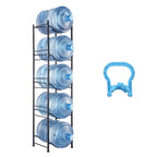 VEVOR 5 Tiers Water Jug Holder Single Row Water Bottle Rack for 5 Bottles, Heavy Duty Water Dispenser Rack with 5 Slots for Gallon Jugs, Detachable Water Storage Shelf Organizer for Home Living Room Office, Black