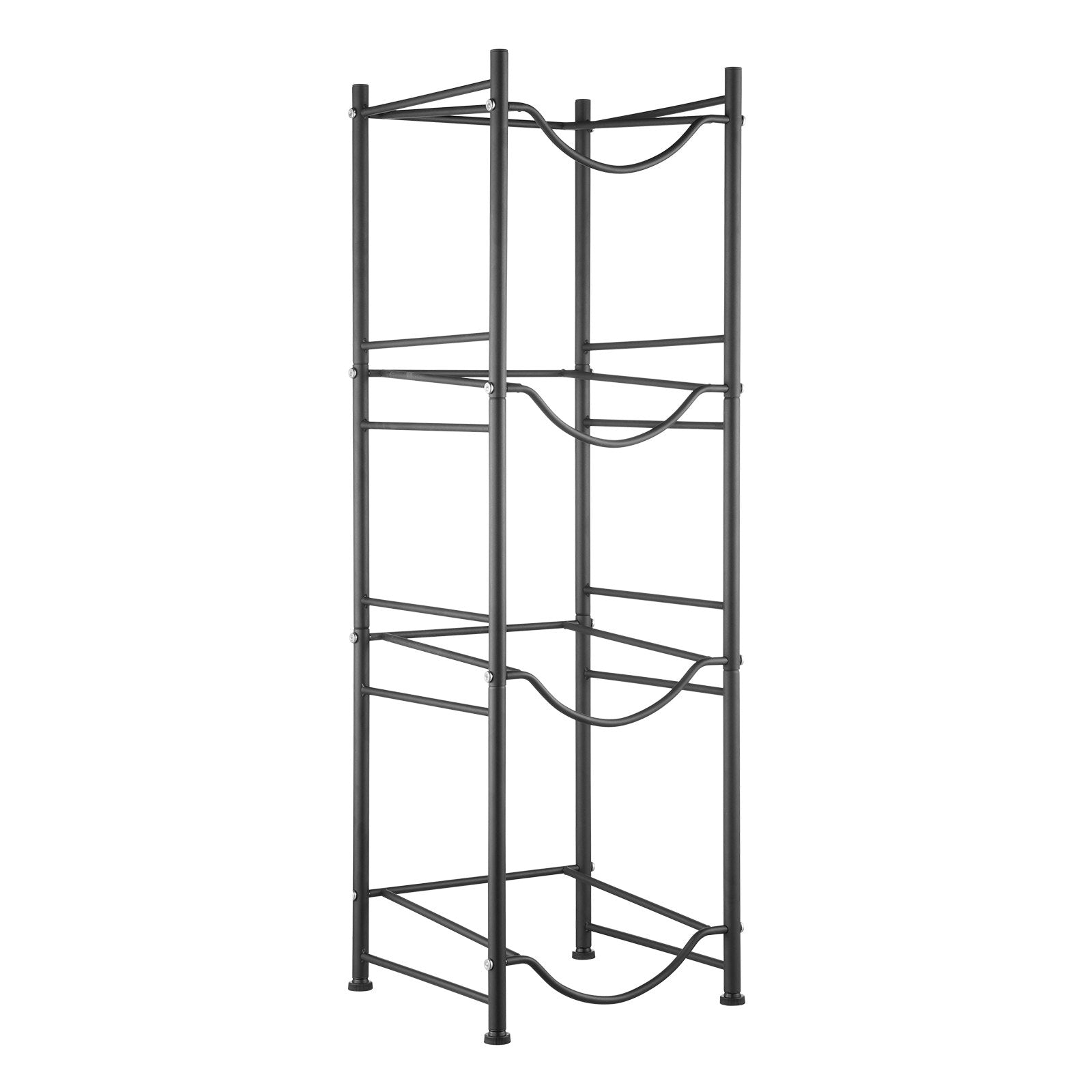 VEVOR 4 Tiers Water Jug Holder, 5 Gallon Water Bottle Holder, Single Row Water Bottle Rack for 4 Bottles, Heavy Duty Water Jug Rack for Kitchen, Office, Living Room, Black