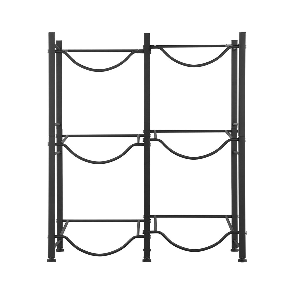 VEVOR 3 Tiers Water Jug Holder, 5 Gallon Water Bottle Holder, Double Row Water Bottle Rack for 6 Bottles, Heavy Duty Water Jug Rack for Kitchen, Office, Living Room, Black
