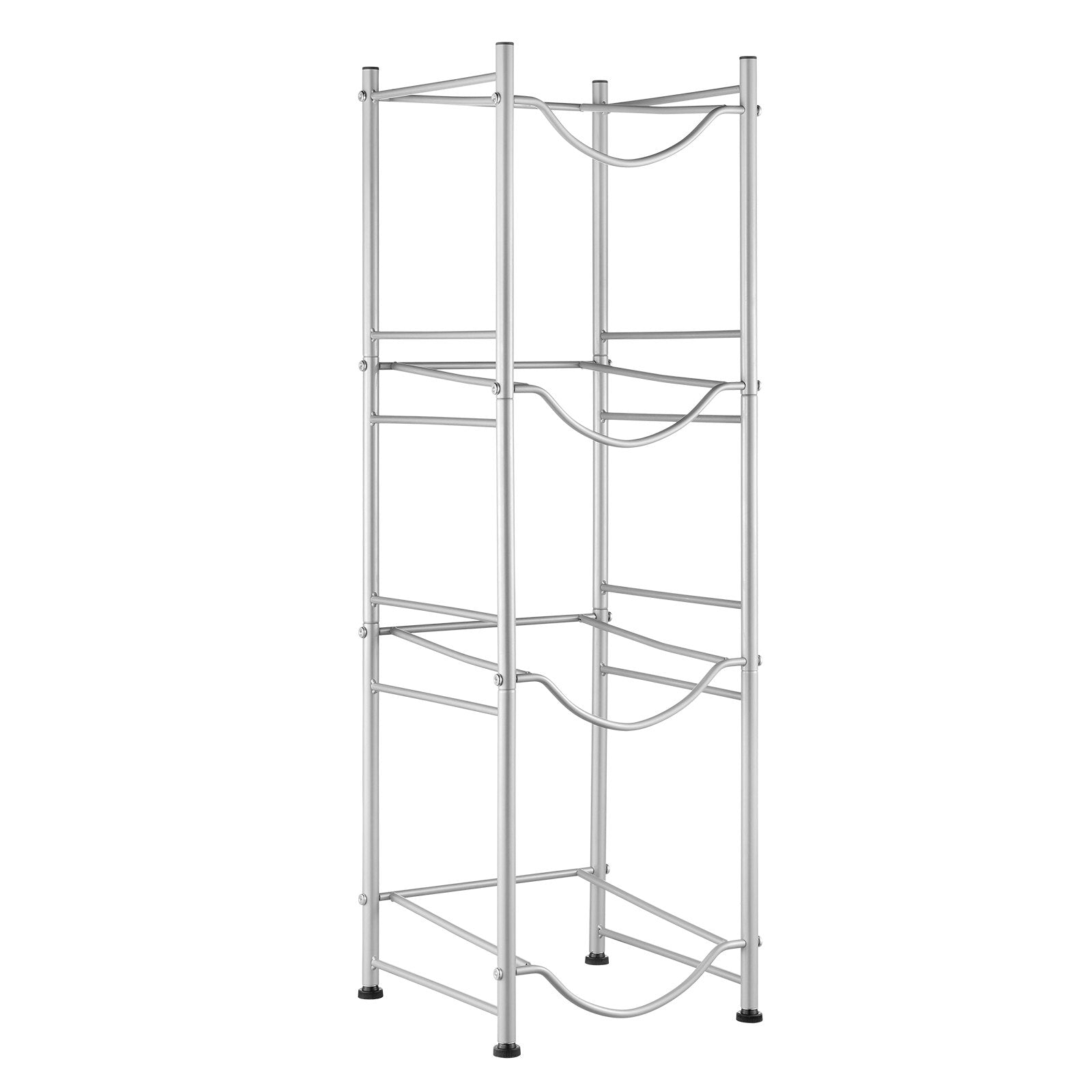 VEVOR 4 Tiers Water Jug Holder, 5 Gallon Water Bottle Holder, Single Row Water Bottle Rack for 4 Bottles, Heavy Duty Water Jug Rack for Kitchen, Office, Living Room, Silver